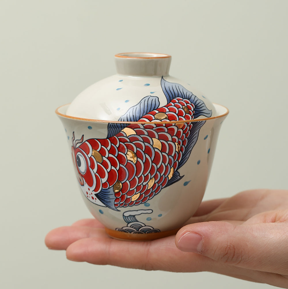 Goldfish Yuanbao Porcelain Gaiwan
