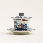 Blue And White Landscape Porcelain Gaiwan