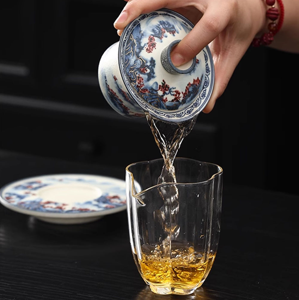 Blue And White Landscape Porcelain Gaiwan