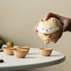 Cute Shiba Inu Pottery Travel Tea Set