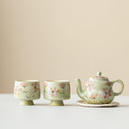 Green Ceramic Gesang Flower Travel Tea Set