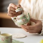 Green Ceramic Gesang Flower Travel Tea Set