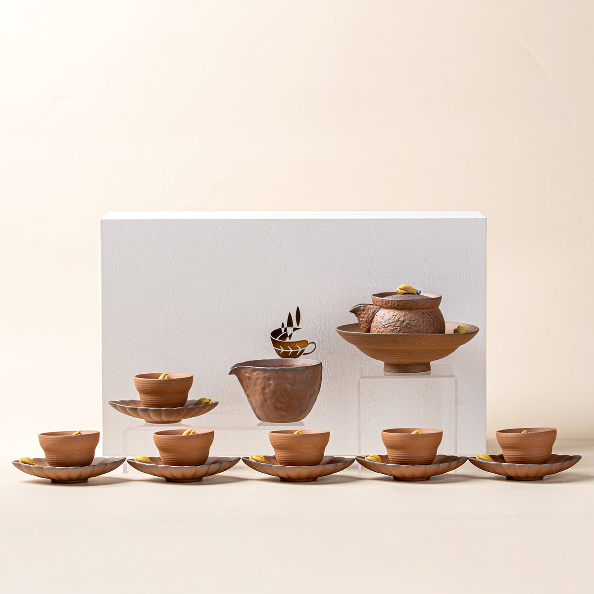 日式粗陶佛手茶具套装