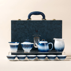 Gradient Blue Jade Porcelain Japanese  Tea Set