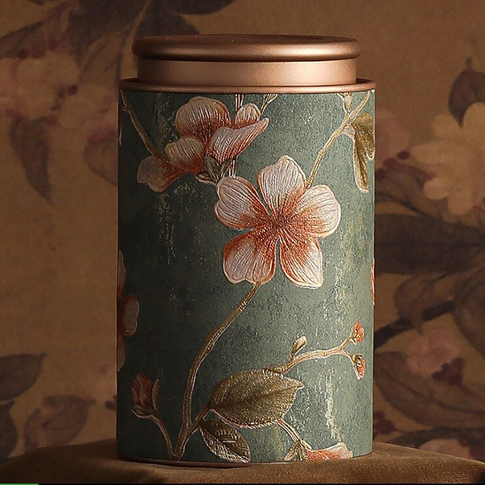 Floral Metal Tea Caddy