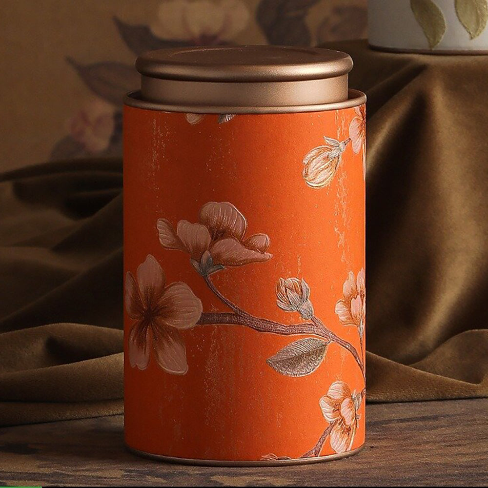 Floral Metal Tea Caddy