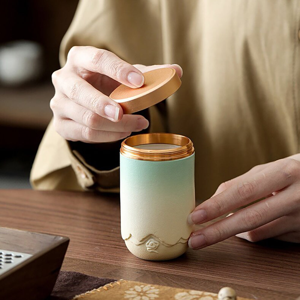 Gradient Ceramic Portable Four Tea Caddies Set