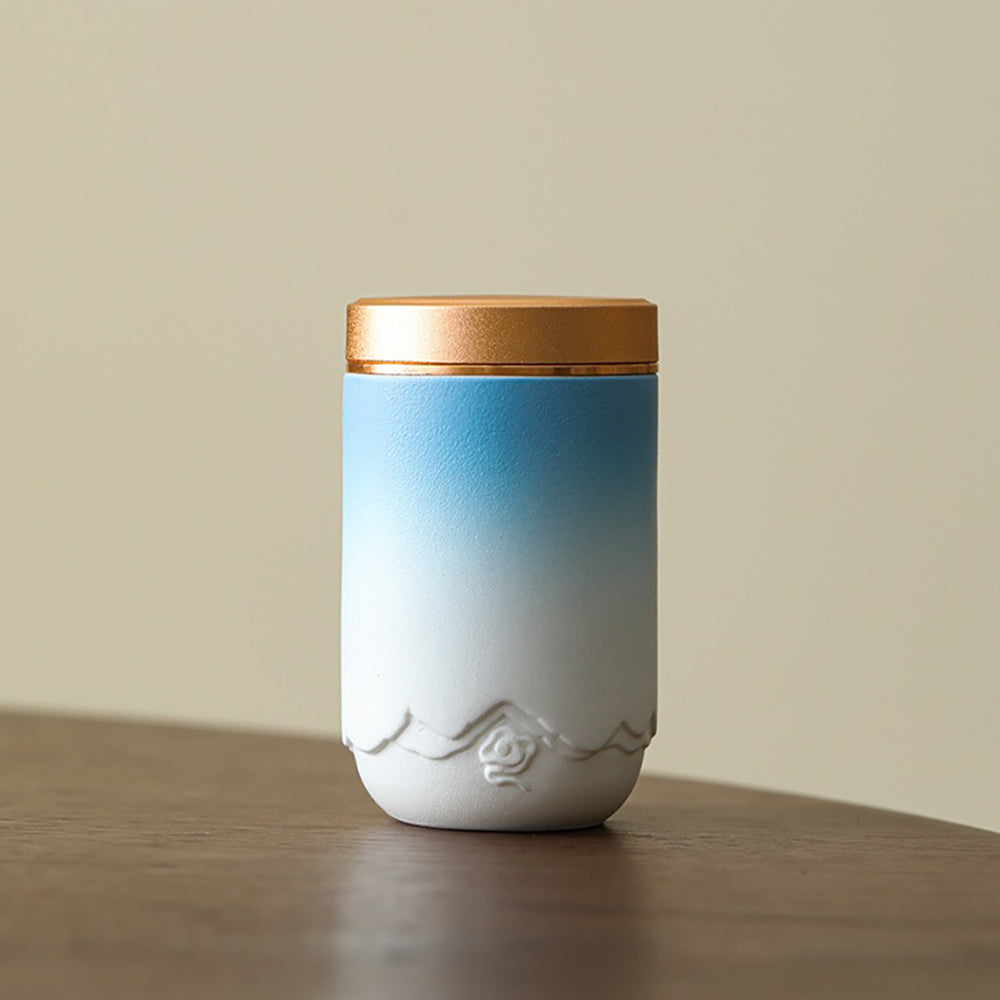 Gradient Ceramic Portable Four Tea Caddies Set
