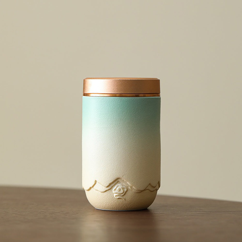 Gradient Ceramic Portable Four Tea Caddies Set