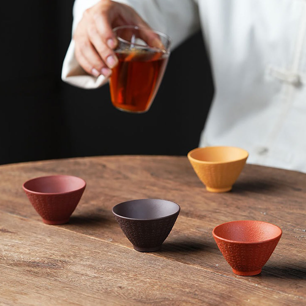 Purple Clay Heart Sutra Gongfu Tea Cup Set