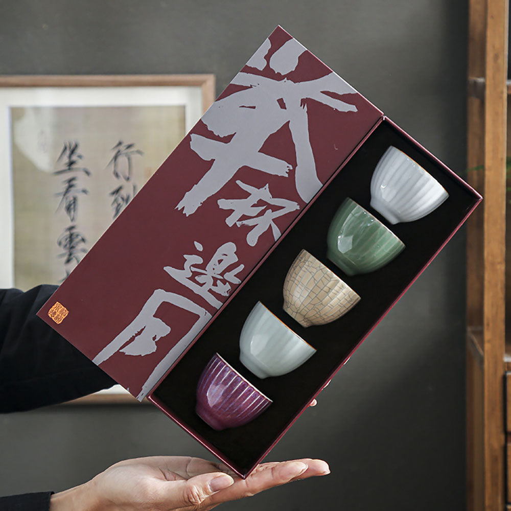 Ceramic Five Kiln Gongfu Tea Cup Set