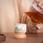 Distant Mountains Gongfu Tea Cup Set With Wooden Base