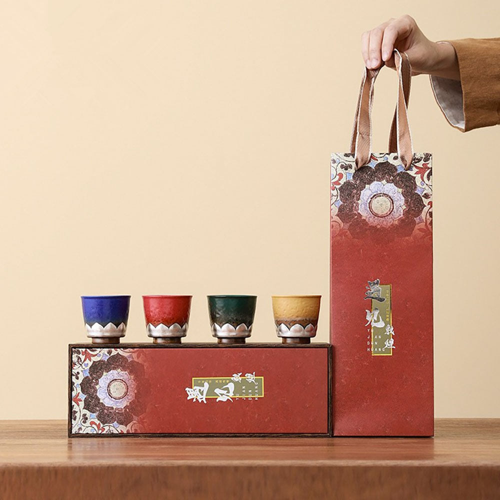 Dunhuang Lotus Four Seasons Gongfu Tea Cup Set