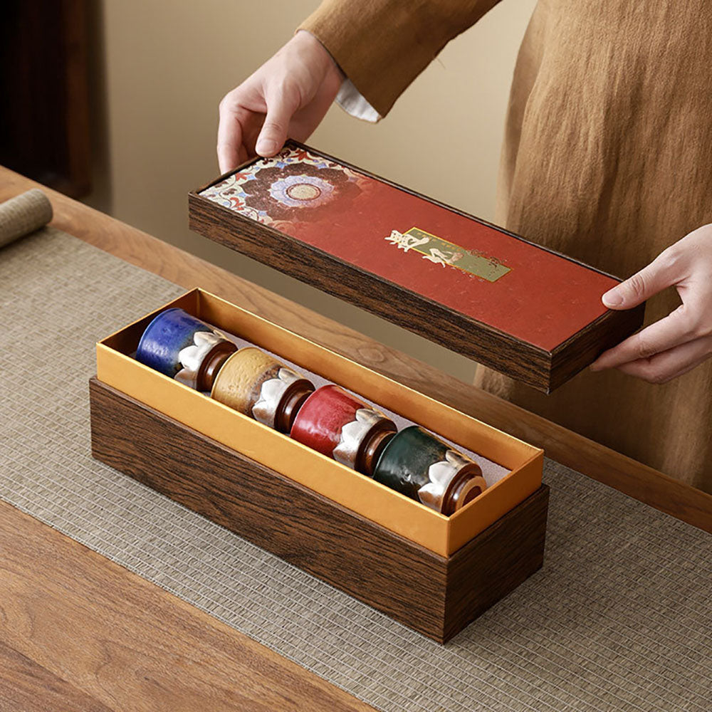 Dunhuang Lotus Four Seasons Gongfu Tea Cup Set