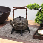 Japanese Bamboo Weaving Cast Iron Teapot