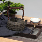 Japanese Bamboo Weaving Cast Iron Teapot