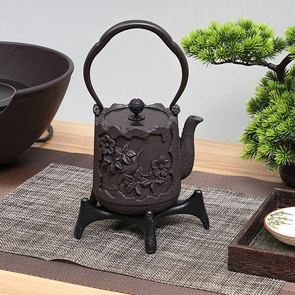 Japanese Magpie And Blossom Cast Iron Teapot