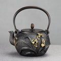 Japanese Orchids And Crabs Cast Iron Teapot