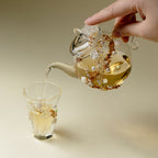 日落白玫瑰硼硅酸盐玻璃茶壶