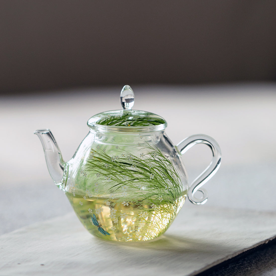 花卉耐热玻璃茶壶
