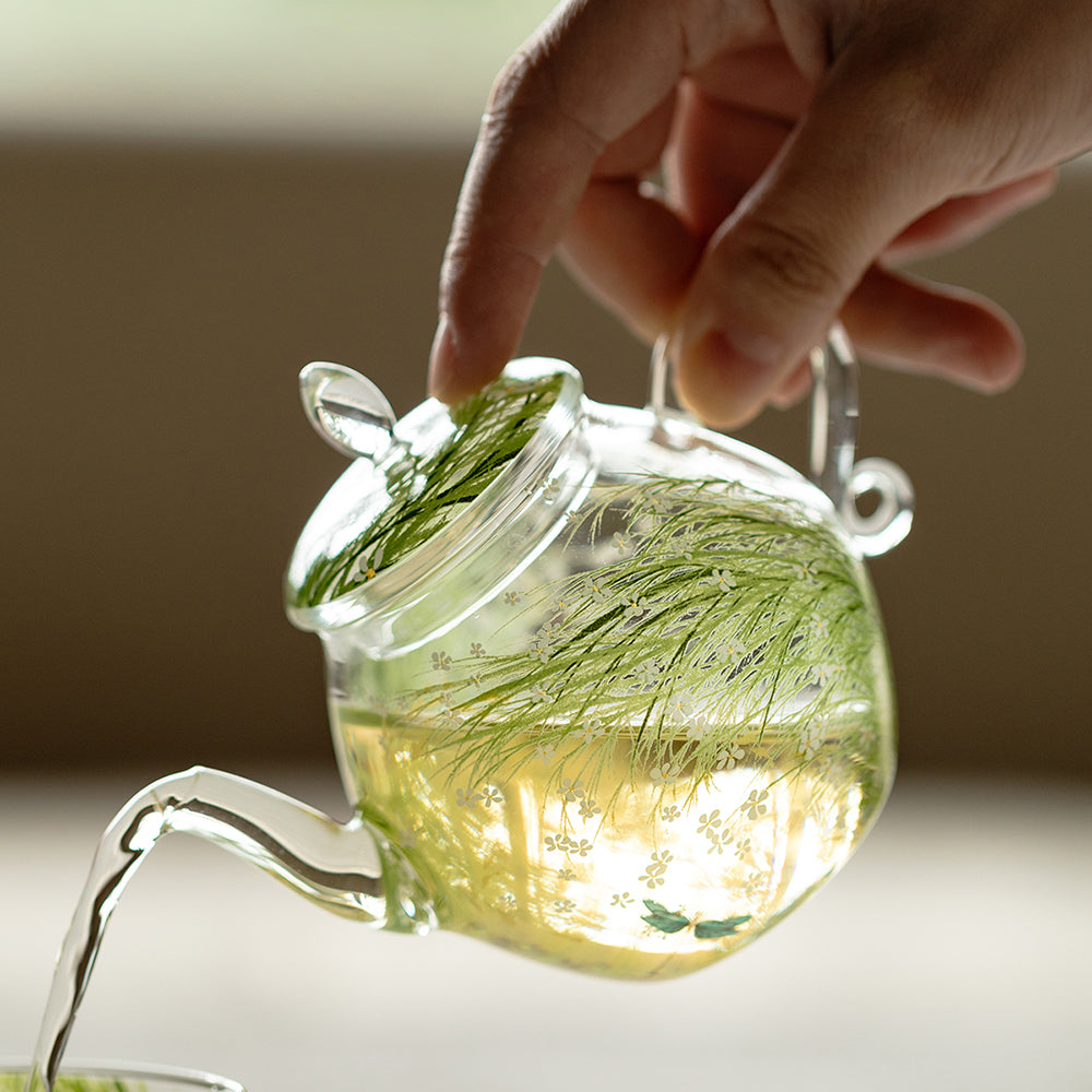 花卉耐热玻璃茶壶