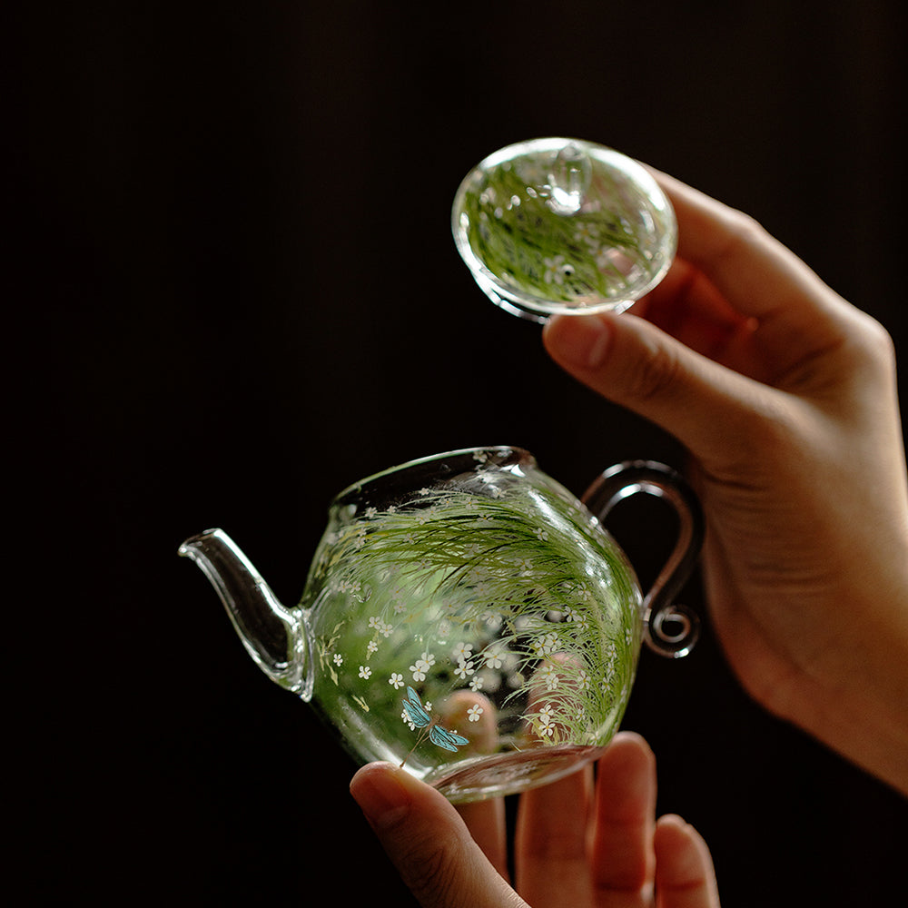 花卉耐热玻璃茶壶
