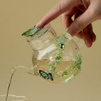 Green Butterfly Borosilicate Glass Teapot