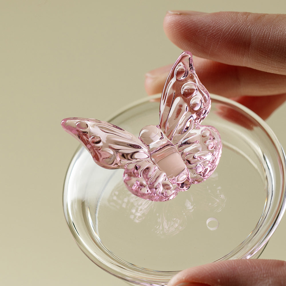 Pink Butterfly And Hydrangea Borosilicate Glass Teapot