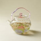 Pink Hydrangea Borosilicate Glass Teapot