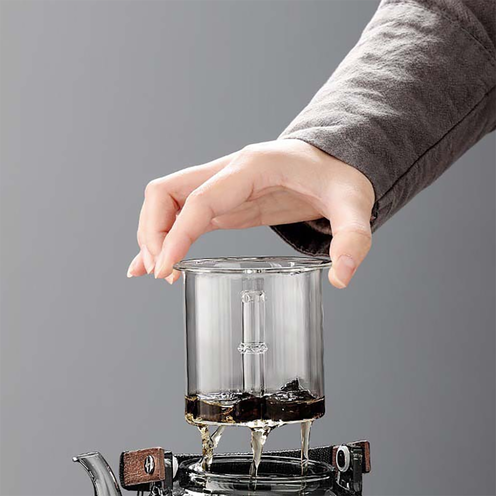 Grey Glass Teapot With Steam Infuser