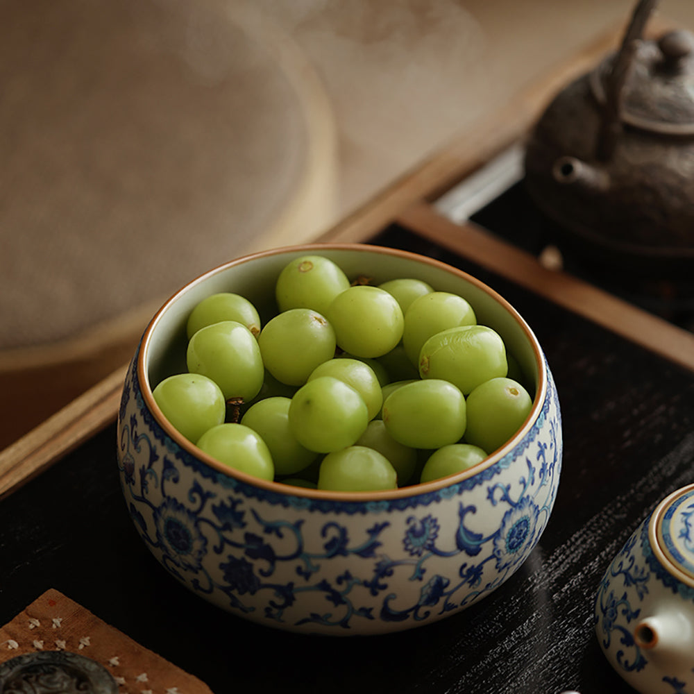 Blue And White Ruyao Twig Flowers Tea Washer