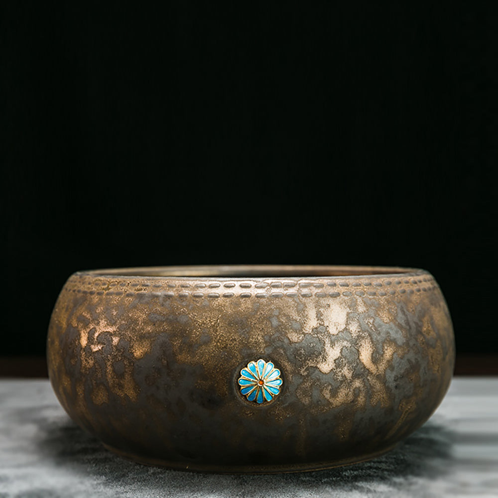 珐琅雏菊粗陶茶洗