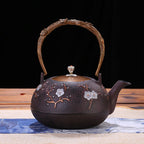 Japanese Cast Iron Magpie Plum Teapot