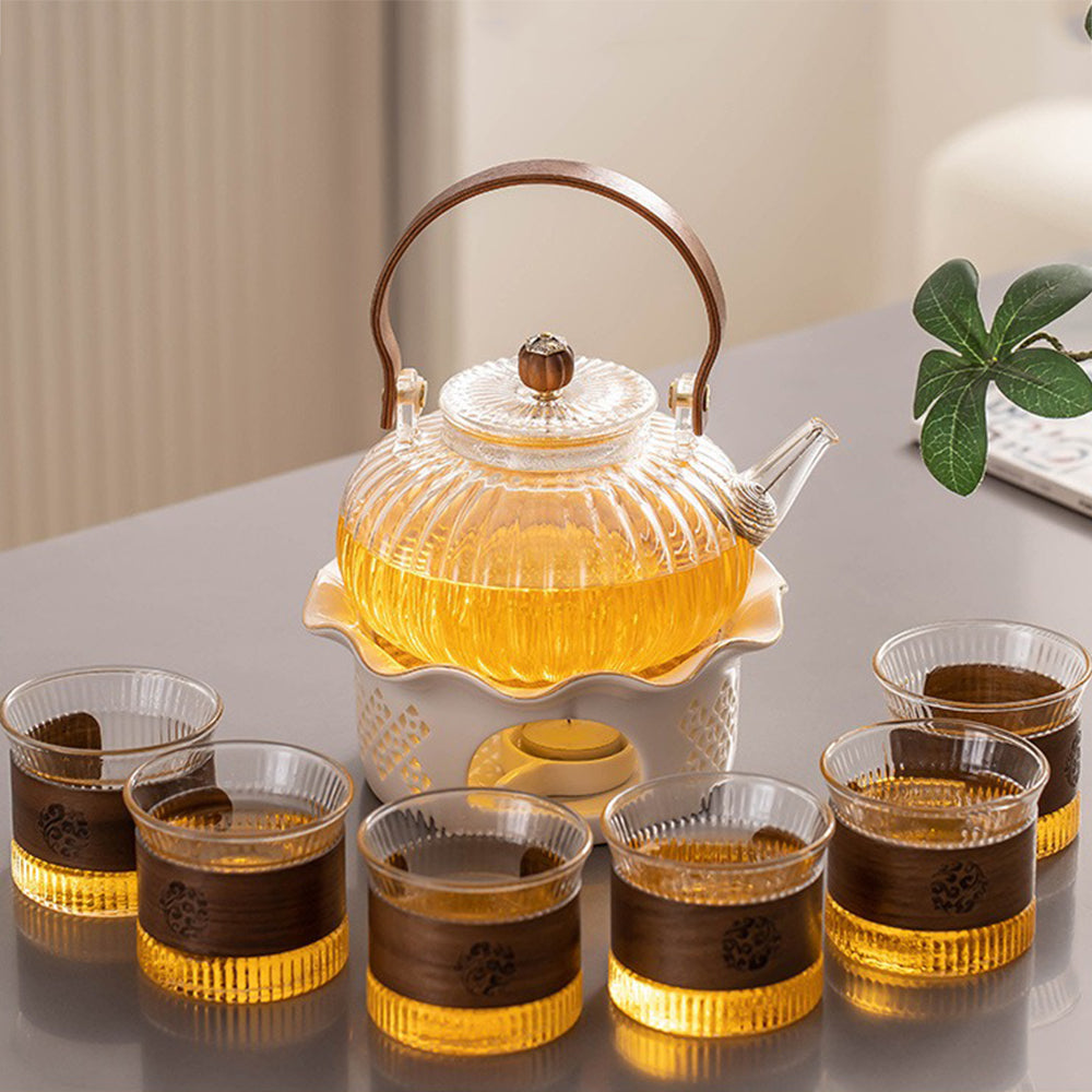 Chrysanthemum Style Glass Tea Set