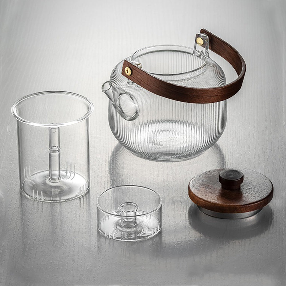 Glass Flower and Fruit Tea Set