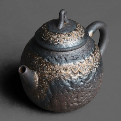 中式陶土石质纹理茶壶