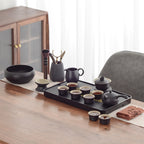 黑陶侧把茶壶套装