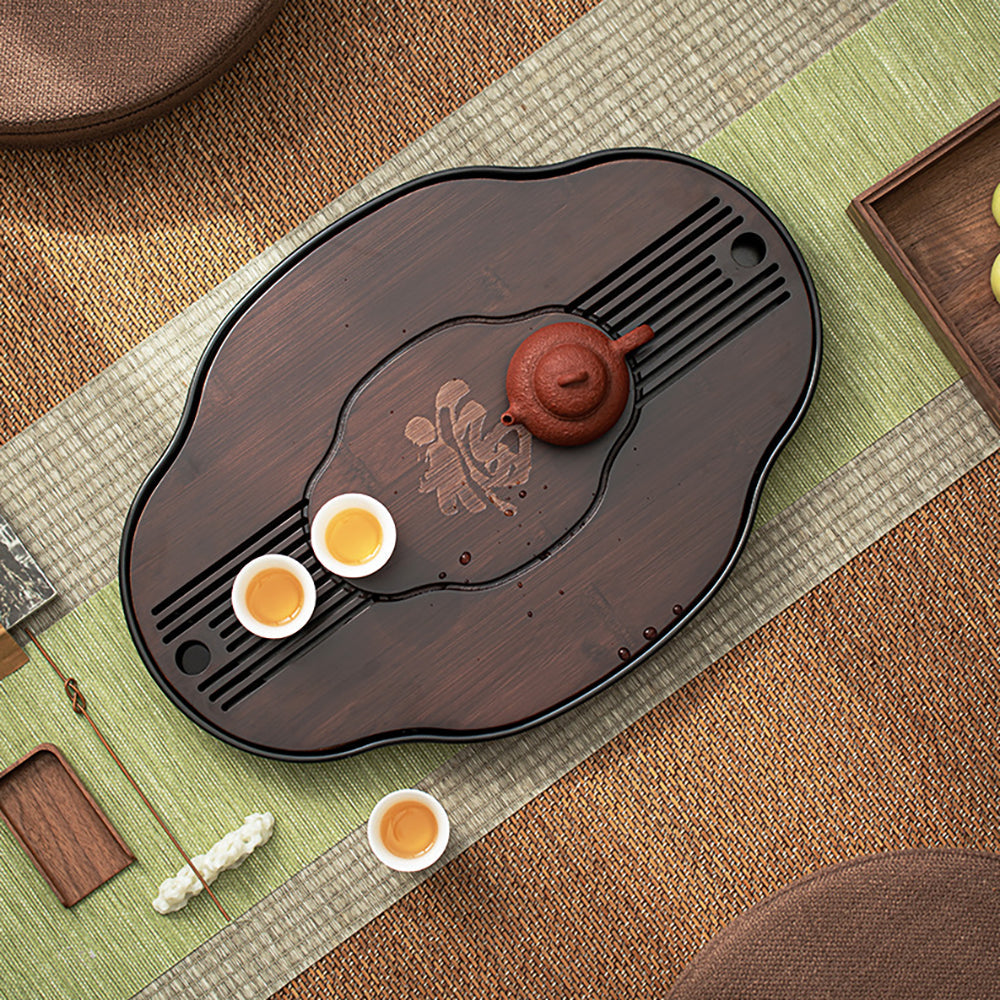 Chinese Walnut Bamboo Gong Fu Tea Tray