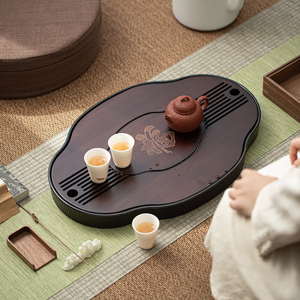 Chinese Walnut Bamboo Gong Fu Tea Tray