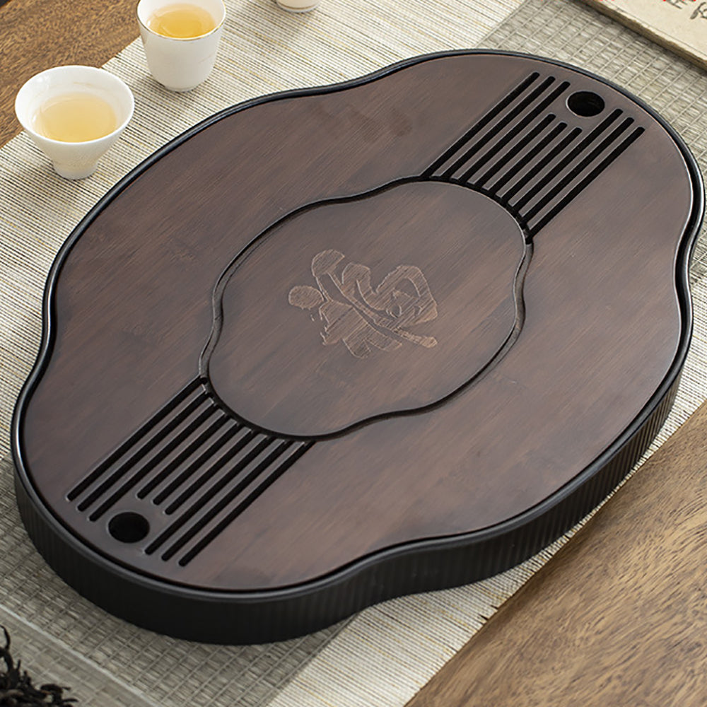 Chinese Walnut Bamboo Gong Fu Tea Tray
