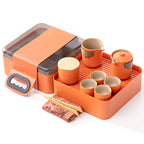 Orange Stoneware Portable Gong Fu Tea Set