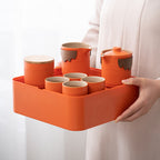 Orange Stoneware Portable Gong Fu Tea Set