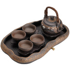 Stone Pottery Lotus Lake Shape Chinese Tea Set