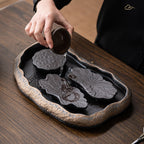 Stone Pottery Lotus Lake Shape Chinese Tea Set