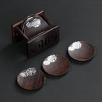 Peach Blossom Ebony Coaster Set