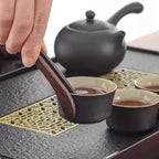 黑陶侧把茶壶套装