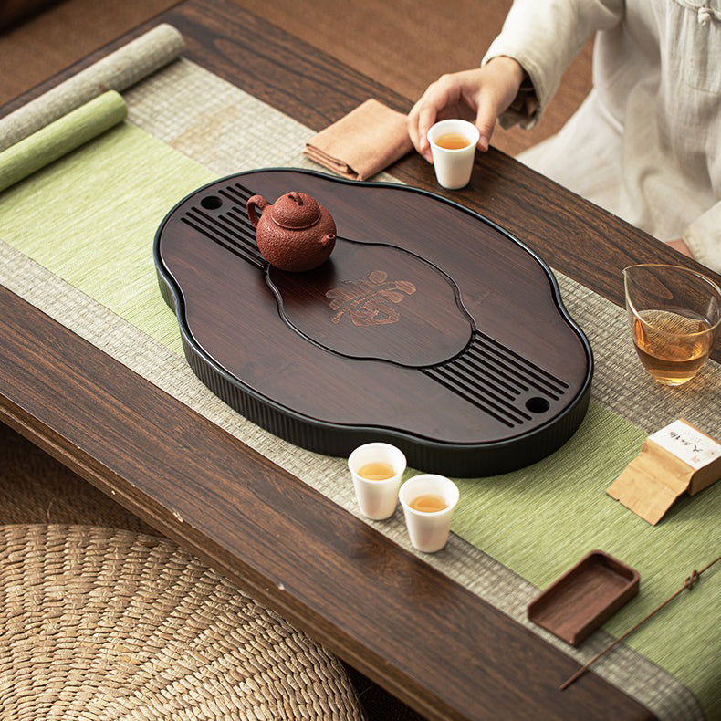 Chinese Walnut Bamboo Gong Fu Tea Tray