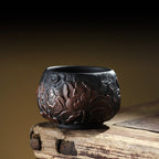 Black Pottery Relief Lotus Kung Fu Tea Cup