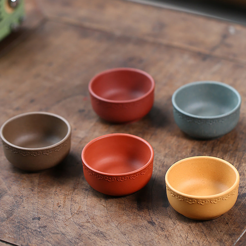 Five Color Purple Clay Auspicious Cloud Gongfu Tea Cup (Set of 5)