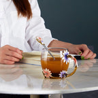 彩绘珐琅花朵玻璃茶杯